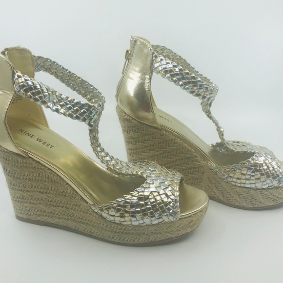 Nine West Gold/Silver Wedge Sandals OBSESSOL1 - Picture 5 of 7